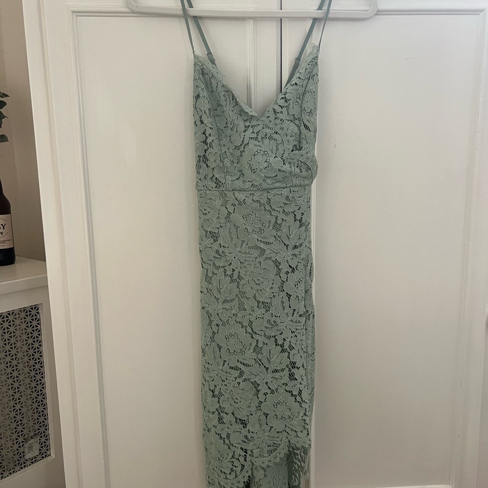 Elegant Lace Slip Dress in Sage Green